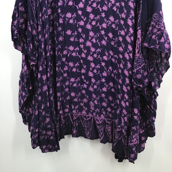 Handmade Vintage Women's 3X 4X 5X Floral Purple Tunic Lagenlook Ruffles Boho - Picture 13 of 15
